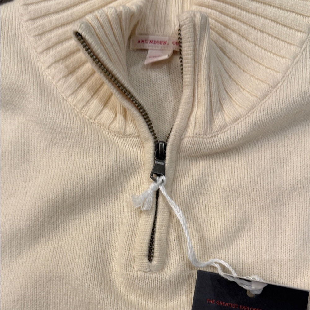 Cream Amundsen BNWT Half-Zip Knit Sweater with Ribbed Collar - Picture 9 of 13
